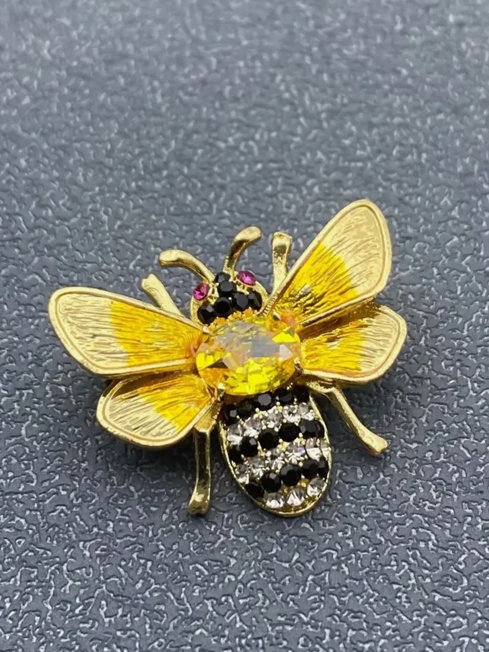 Yellow Bee Brooch with Crystal Accents NWT